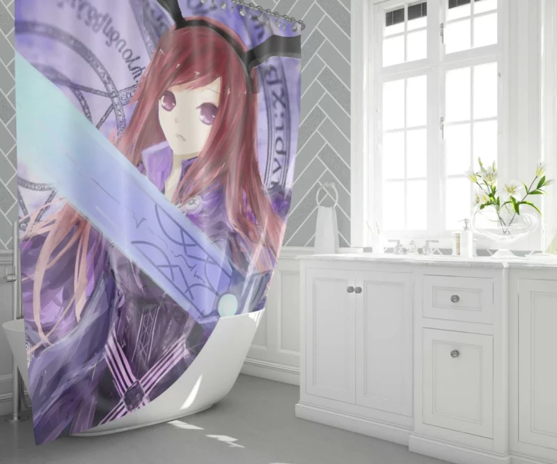 Erza Scarlet Swordmaster Journey Anime Shower Curtain 1