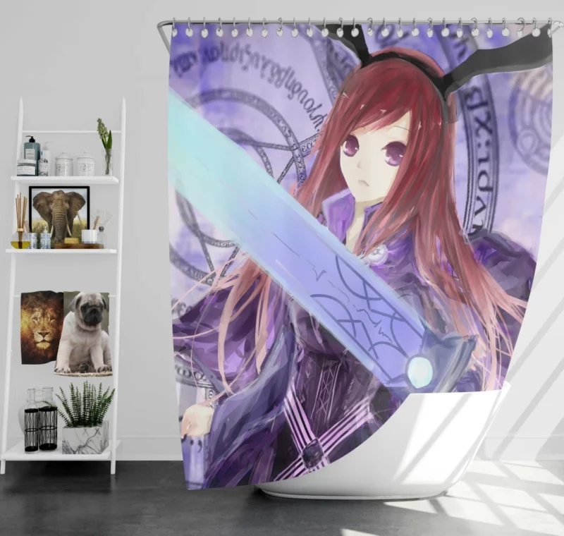 Erza Scarlet Swordmaster Journey Anime Shower Curtain