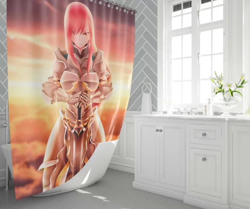 Erza Scarlet Swordmaster Saga Anime Shower Curtain 1