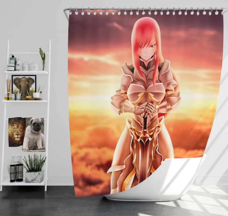 Erza Scarlet Swordmaster Saga Anime Shower Curtain