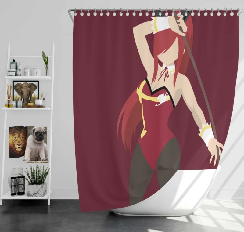 Erza Scarlet Unstoppable Force Anime Shower Curtain