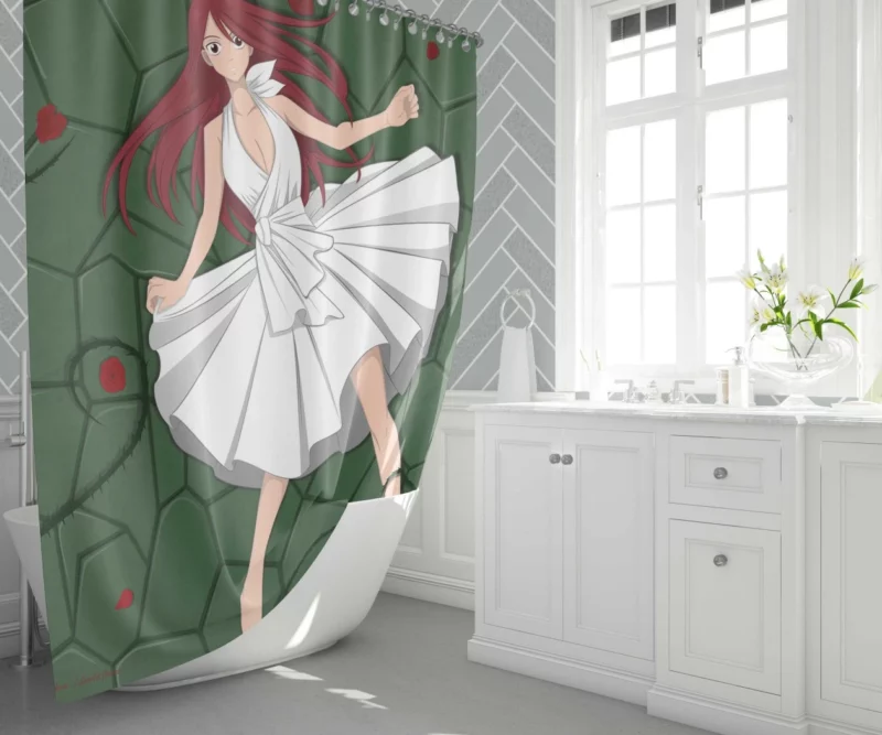 Erza Scarlet Unstoppable Valor Anime Shower Curtain 1