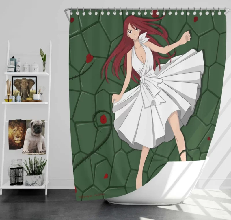 Erza Scarlet Unstoppable Valor Anime Shower Curtain