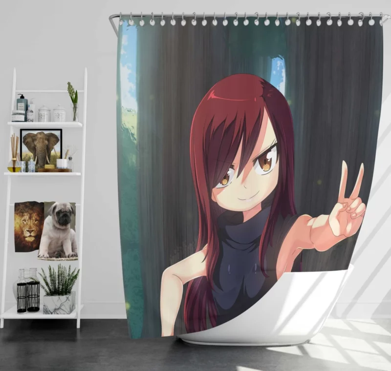 Erza Scarlet Warrior Tale Anime Shower Curtain