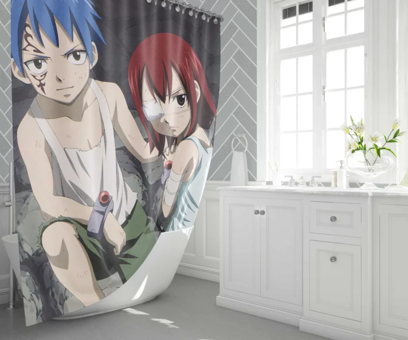 Erza and Jellal Destiny Call Anime Shower Curtain 1