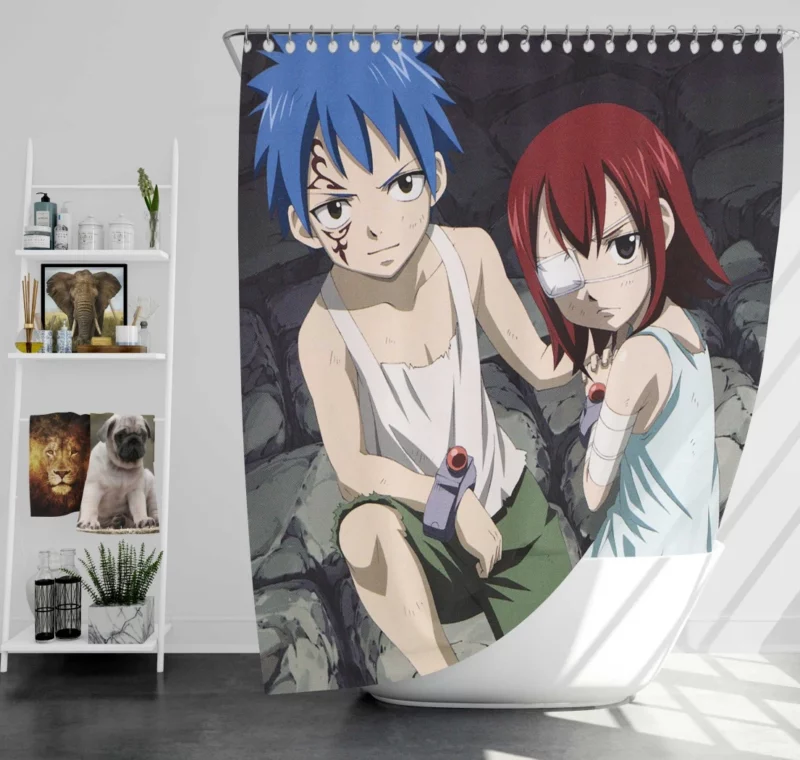 Erza and Jellal Destiny Call Anime Shower Curtain