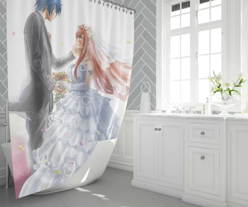 Erza and Jellal Unbreakable Bonds Anime Shower Curtain 1