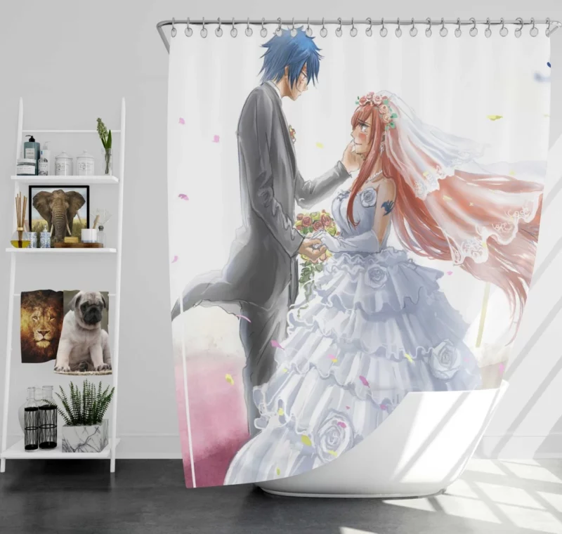 Erza and Jellal Unbreakable Bonds Anime Shower Curtain