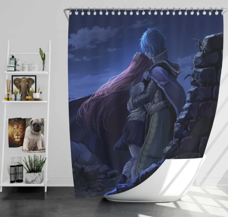 Erza and Jellal Unbreakable Duo Anime Shower Curtain