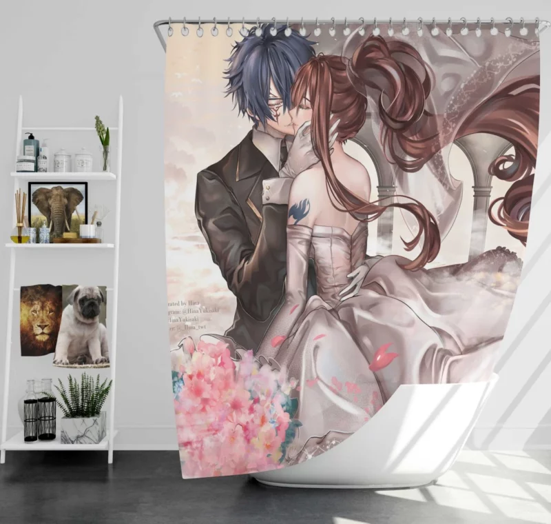 Erza and Jellal Unbreakable Ties Anime Shower Curtain