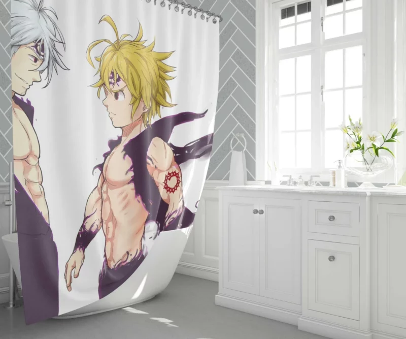 Estarossa vs. Meliodas Battle Clash Anime Shower Curtain 1