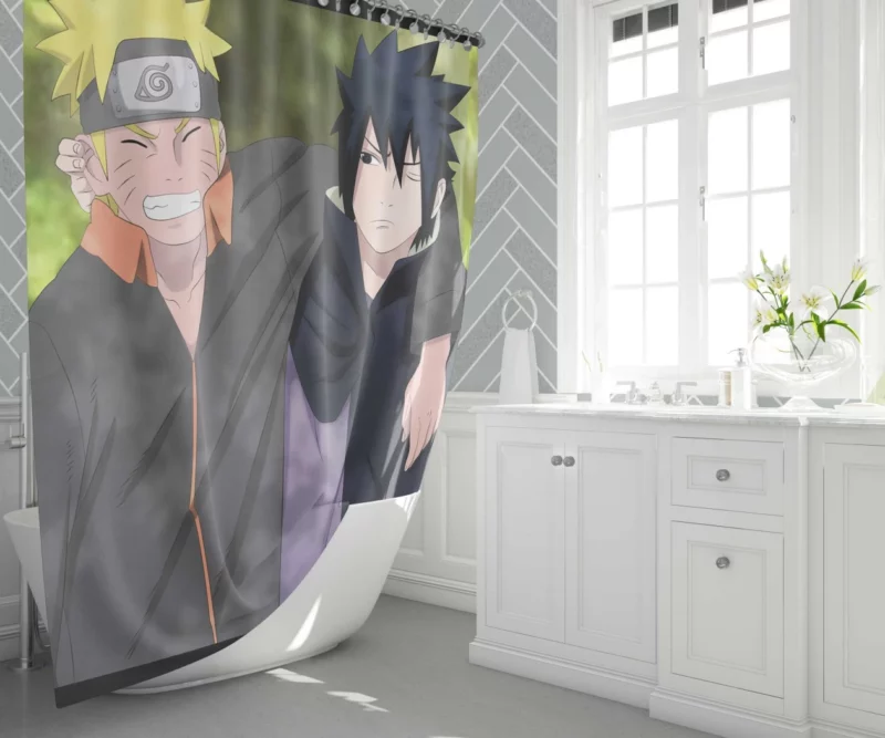 Eternal Rivalry Naruto and Sasuke Anime Shower Curtain 1