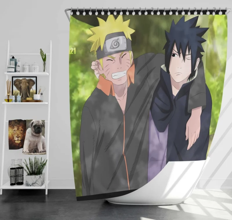 Eternal Rivalry Naruto and Sasuke Anime Shower Curtain
