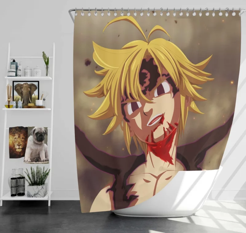 Evil Meliodas Dark Descent Anime Shower Curtain