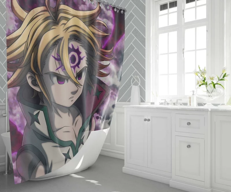 Evil Meliodas Sky Battle Anime Shower Curtain 1