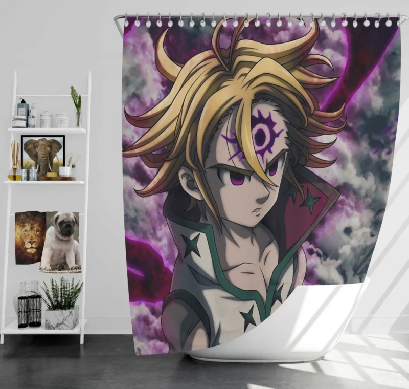 Evil Meliodas Sky Battle Anime Shower Curtain