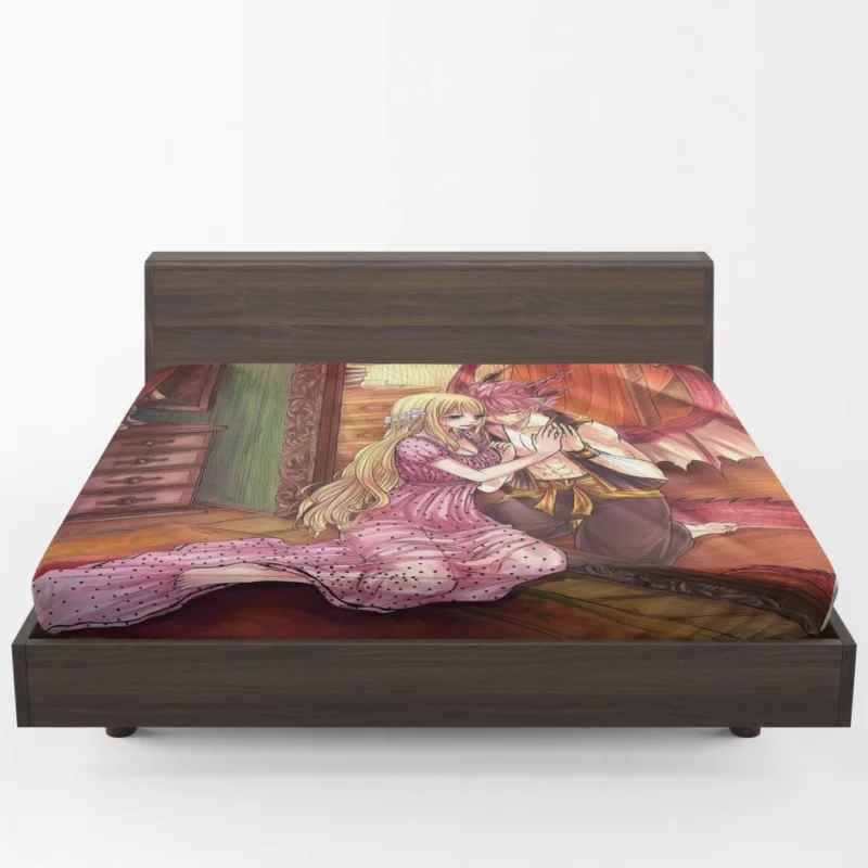 Fairy Tail Natsu Dragneel Lucy Heartfilia NaLu Anime Fitted Sheet 1