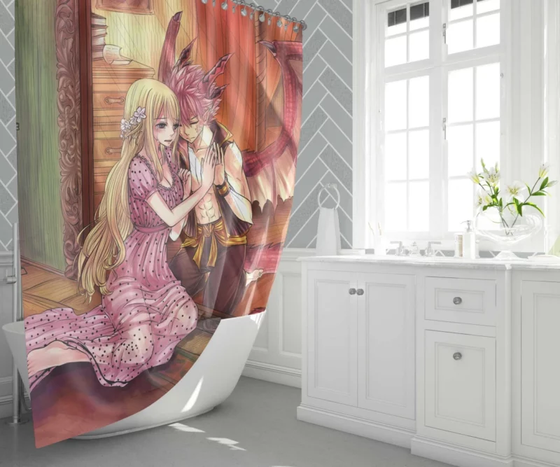 Fairy Tail Natsu Dragneel Lucy Heartfilia NaLu Anime Shower Curtain 1