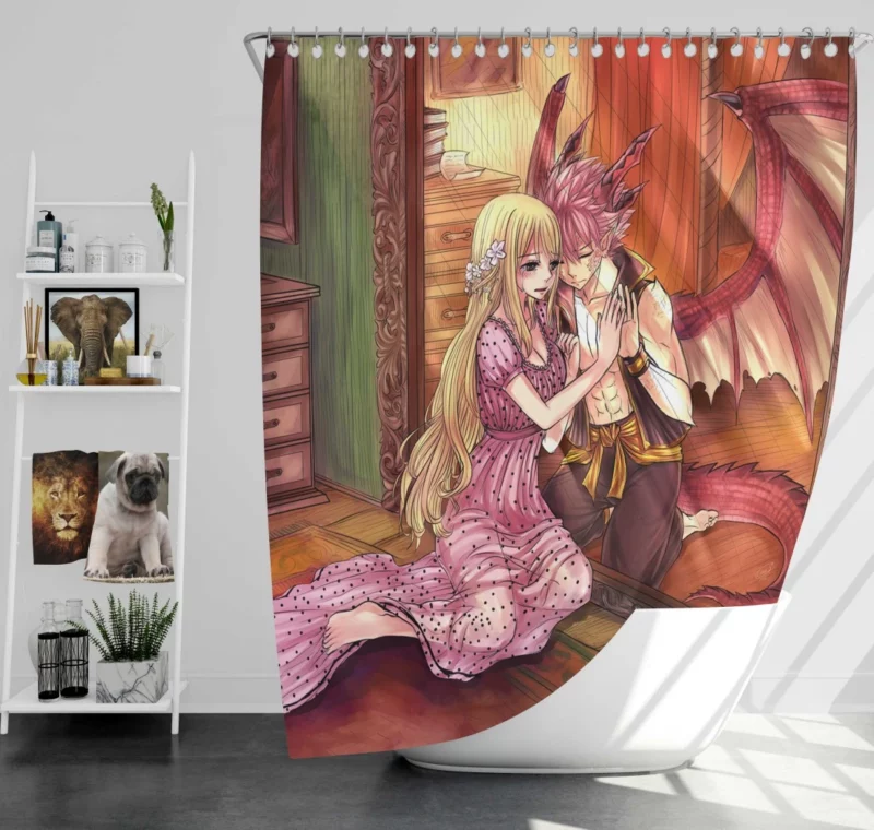 Fairy Tail Natsu Dragneel Lucy Heartfilia NaLu Anime Shower Curtain