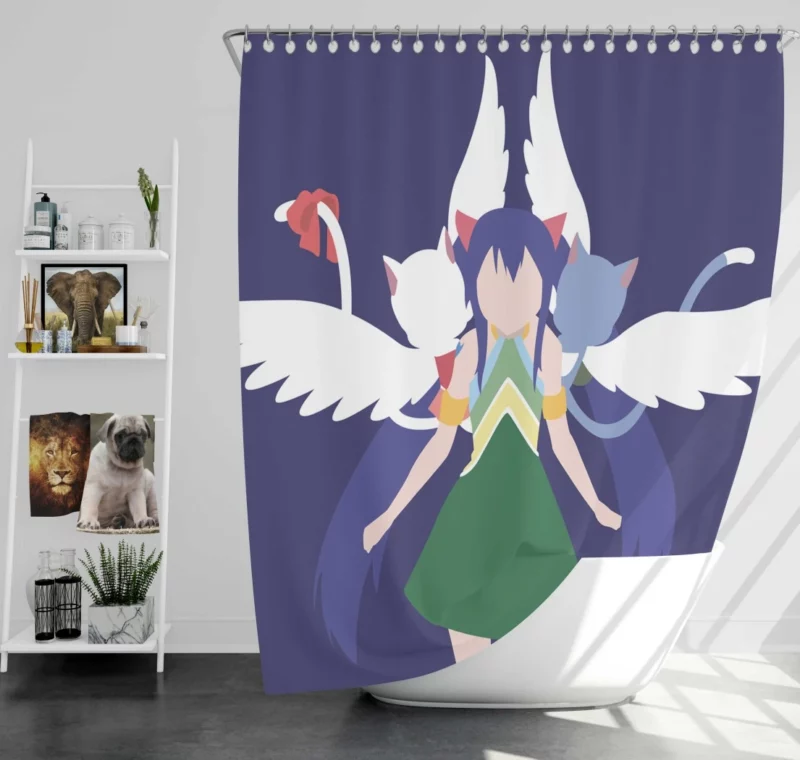 Fairy Tail Trio Wendy Charles and Happy Anime Shower Curtain