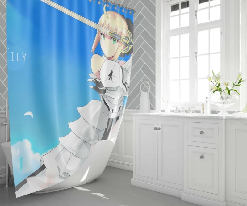 Fate Enigmatic Saber Lily Anime Shower Curtain 1