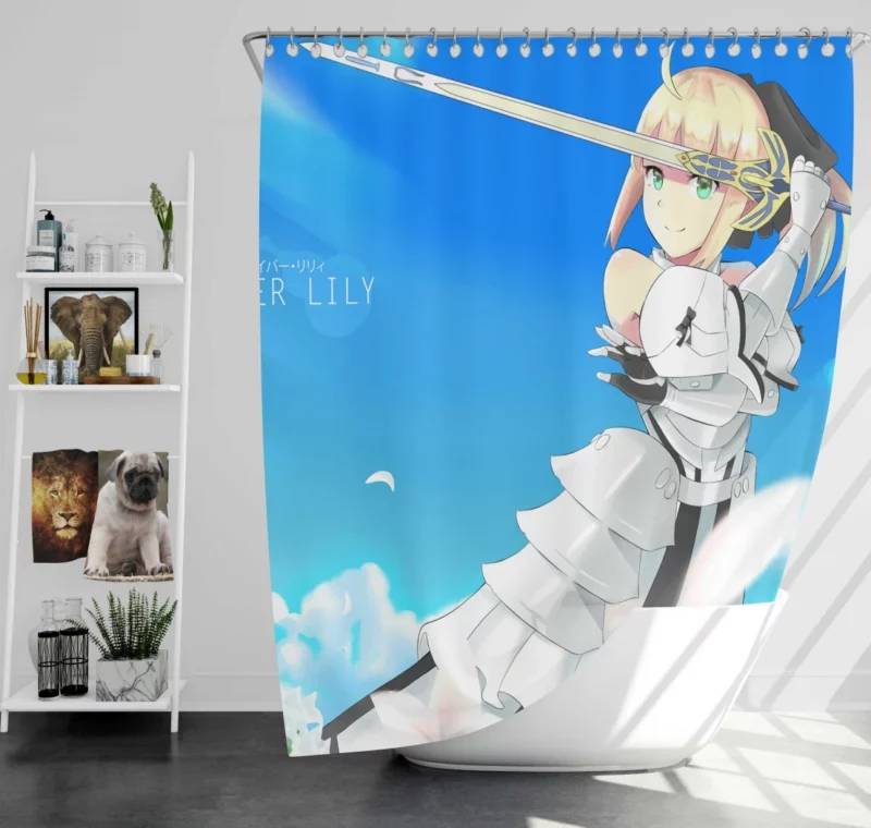 Fate Enigmatic Saber Lily Anime Shower Curtain