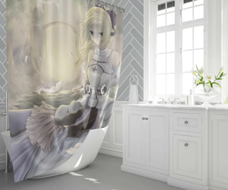 Fate Series Adventure with Saber Lily Anime Shower Curtain 1