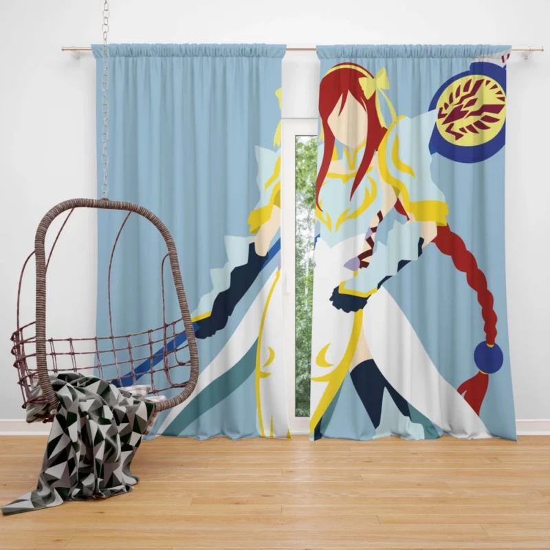 Flame-Haired Warrior Erza Scarlet Anime Curtain