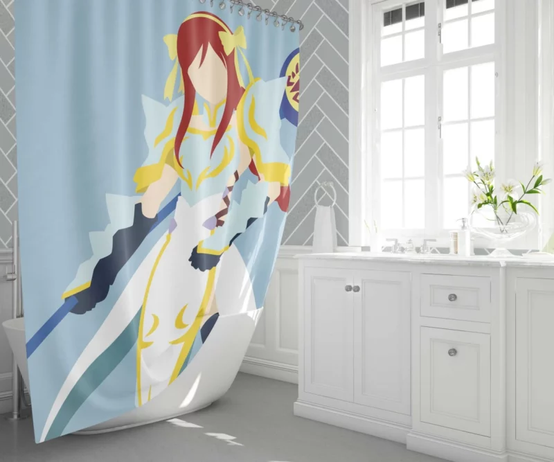 Flame-Haired Warrior Erza Scarlet Anime Shower Curtain 1