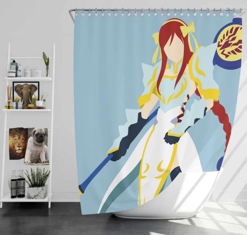 Flame-Haired Warrior Erza Scarlet Anime Shower Curtain