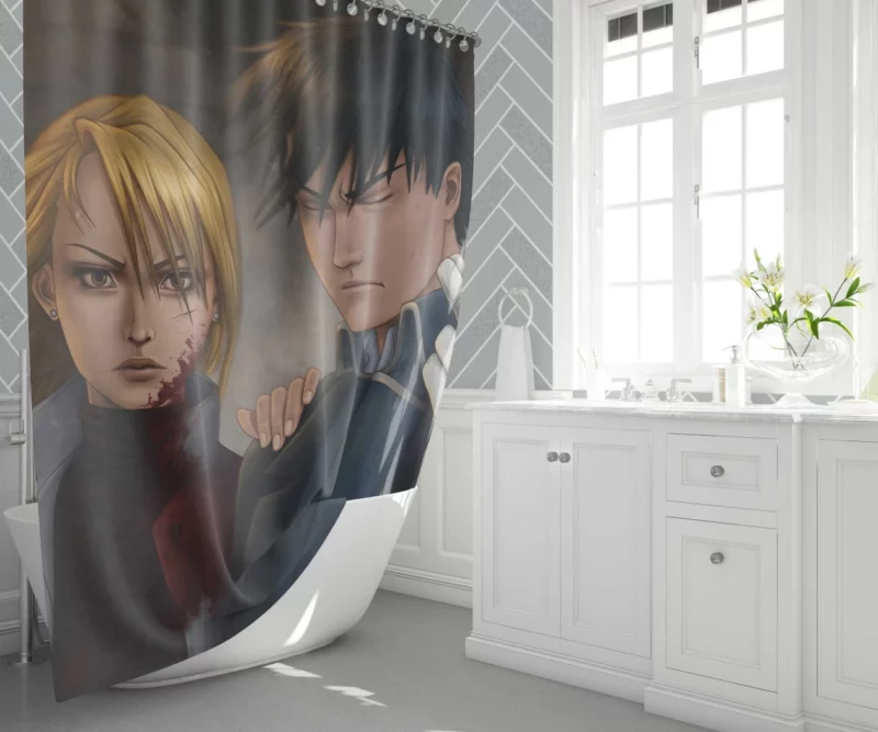 FullMetal Alchemist Fiery Riza Hawkeye Anime Shower Curtain 1