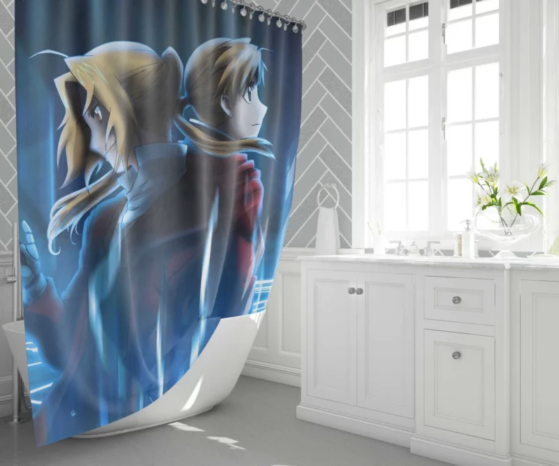 Fullmetal Alchemist Edward and Alphonse Anime Shower Curtain 1