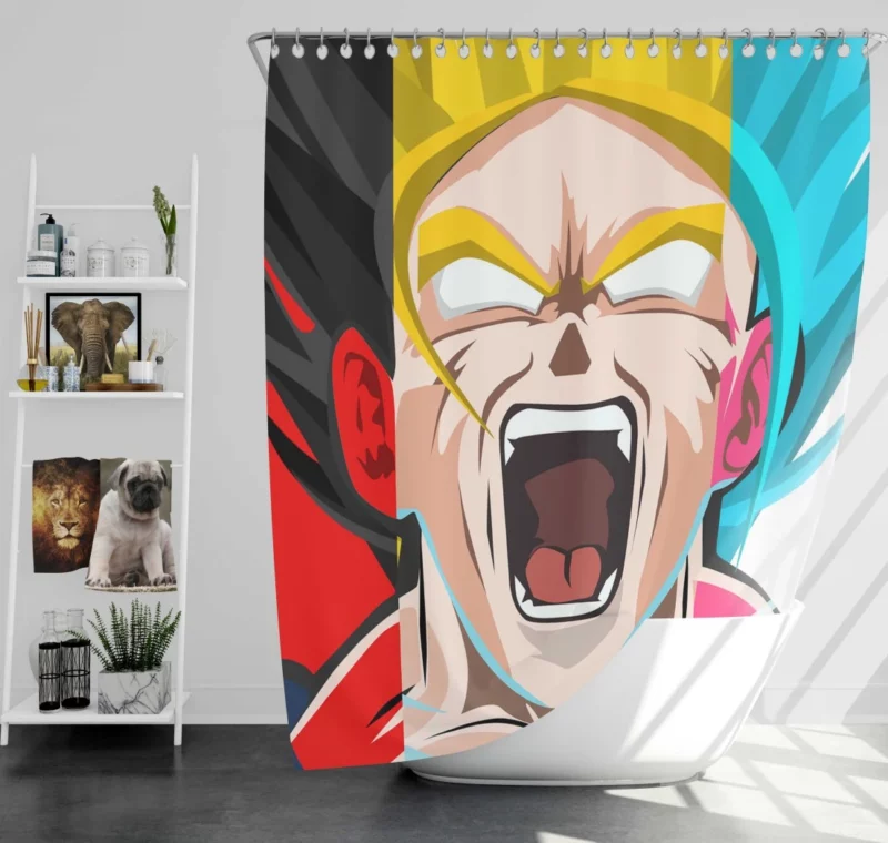 Fusion of Forms Goku Transformations Anime Shower Curtain