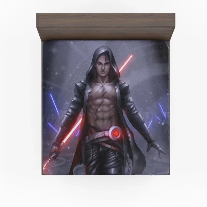 Futuristic Lightsaber Warrior Anime Fitted Sheet