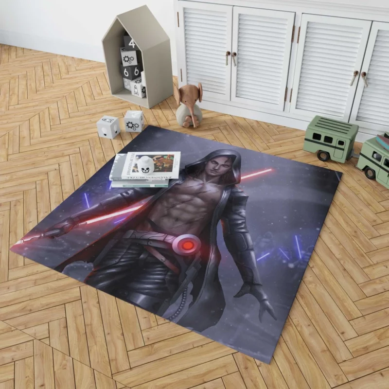 Futuristic Lightsaber Warrior Anime Rug 1