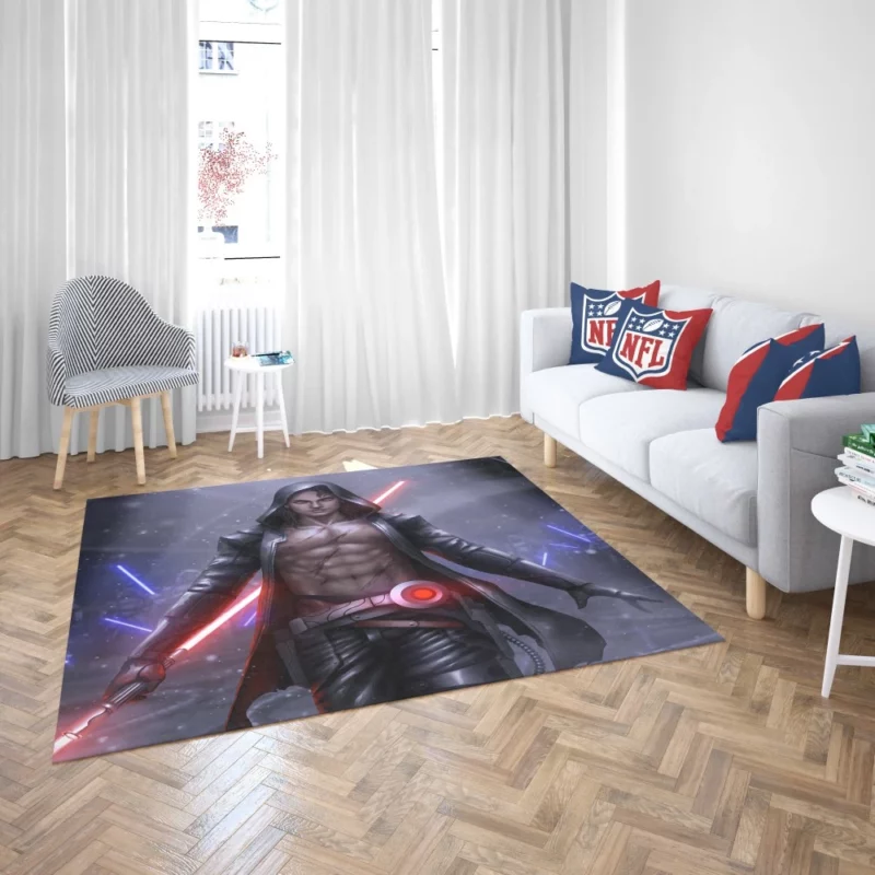 Futuristic Lightsaber Warrior Anime Rug 2