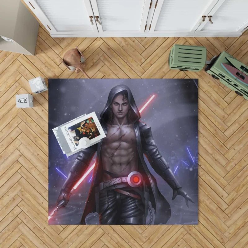 Futuristic Lightsaber Warrior Anime Rug