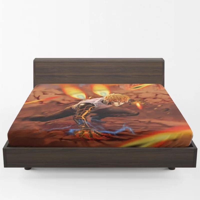 Genos Fiery Arsenal of One-Punch Man Anime Fitted Sheet 1