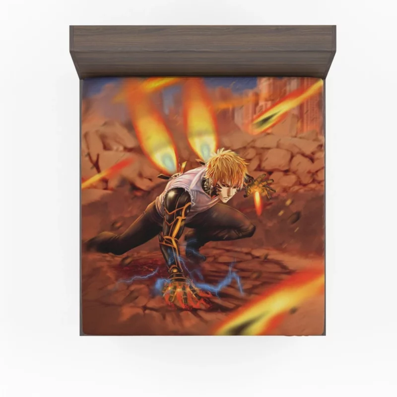 Genos Fiery Arsenal of One-Punch Man Anime Fitted Sheet