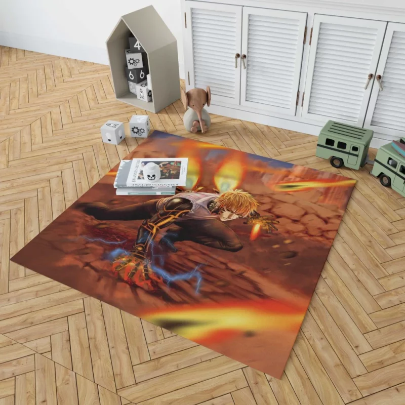 Genos Fiery Arsenal of One-Punch Man Anime Rug 1