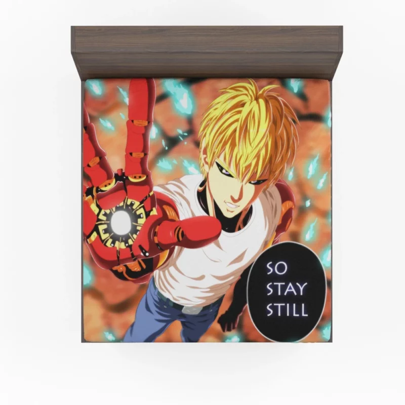 Genos One-Punch Man Fiery Resolve Anime Fitted Sheet