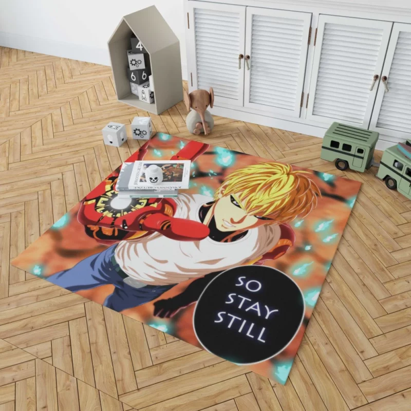 Genos One-Punch Man Fiery Resolve Anime Rug 1