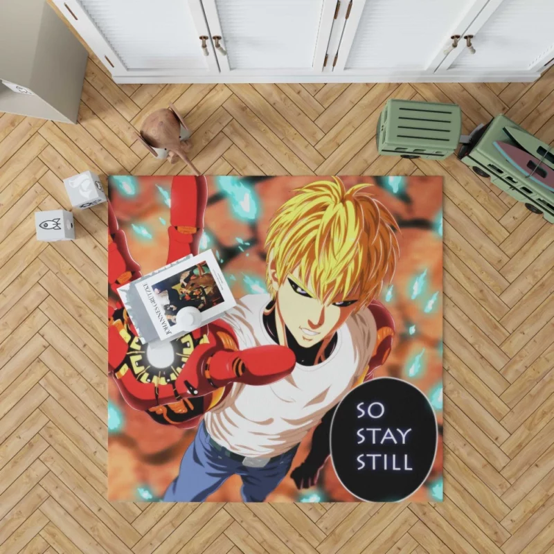 Genos One-Punch Man Fiery Resolve Anime Rug