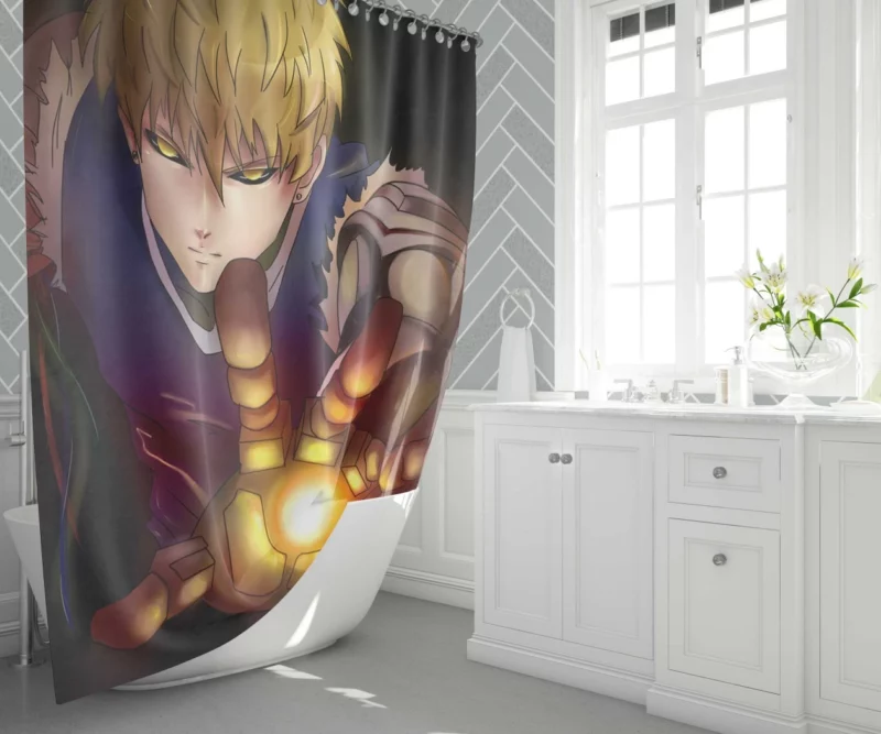 Genos One-Punch Man Relentless Cyborg Anime Shower Curtain 1