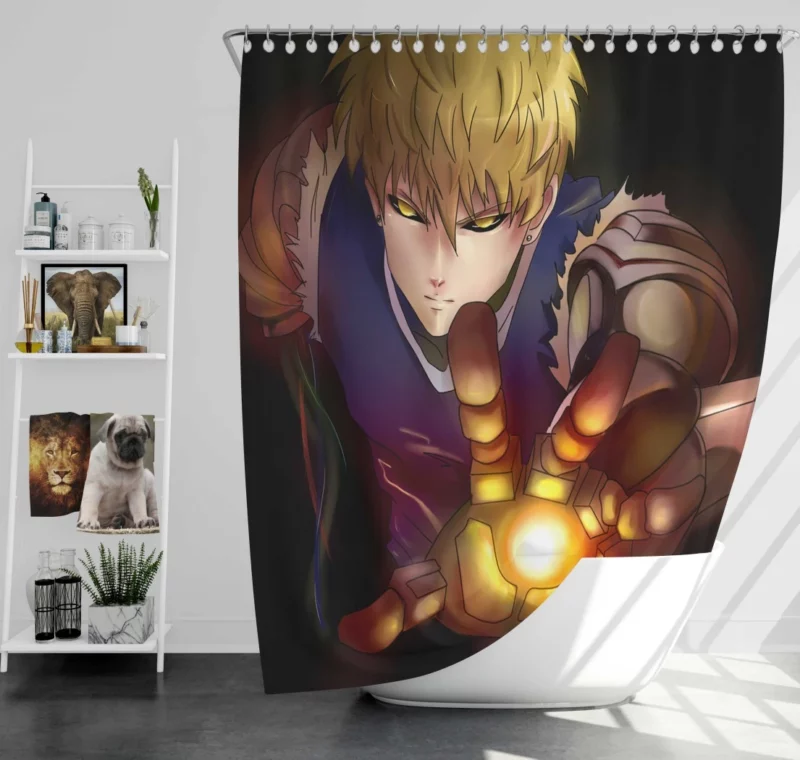 Genos One-Punch Man Relentless Cyborg Anime Shower Curtain