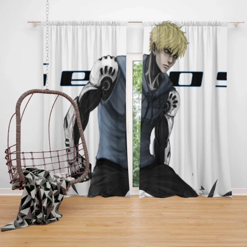 Genos One-Punch Man Resolute Fighter Anime Curtain