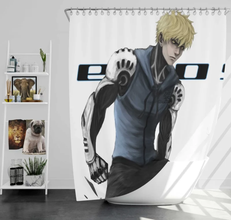 Genos One-Punch Man Resolute Fighter Anime Shower Curtain