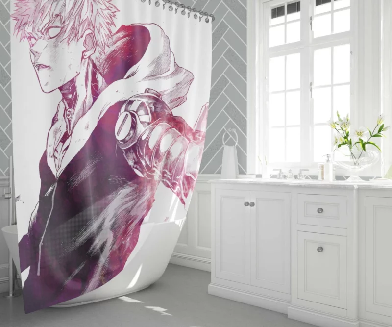 Genos One-Punch Man Tech-Enhanced Hero Anime Shower Curtain 1