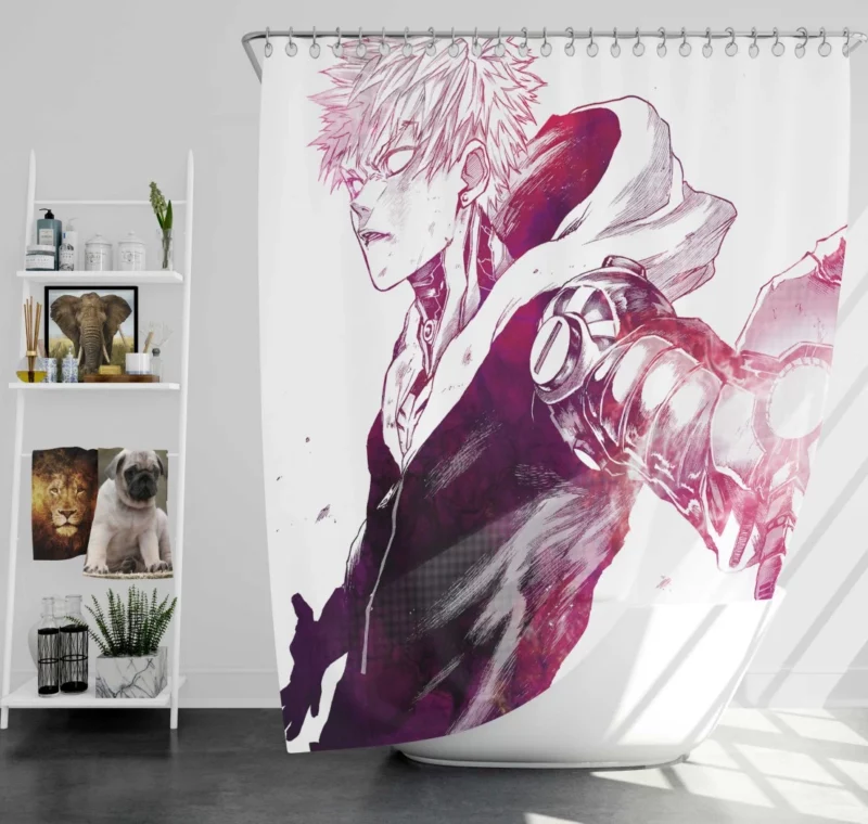 Genos One-Punch Man Tech-Enhanced Hero Anime Shower Curtain