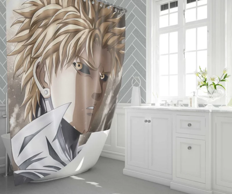 Genos One-Punch Man Unyielding Spirit Anime Shower Curtain 1